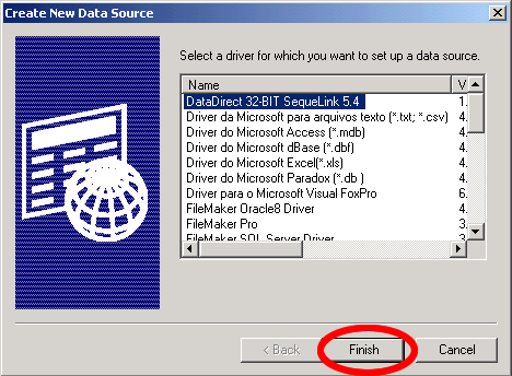 Figure 13 - Select DataDirect 32Bit SequeLink 5.4 Driver